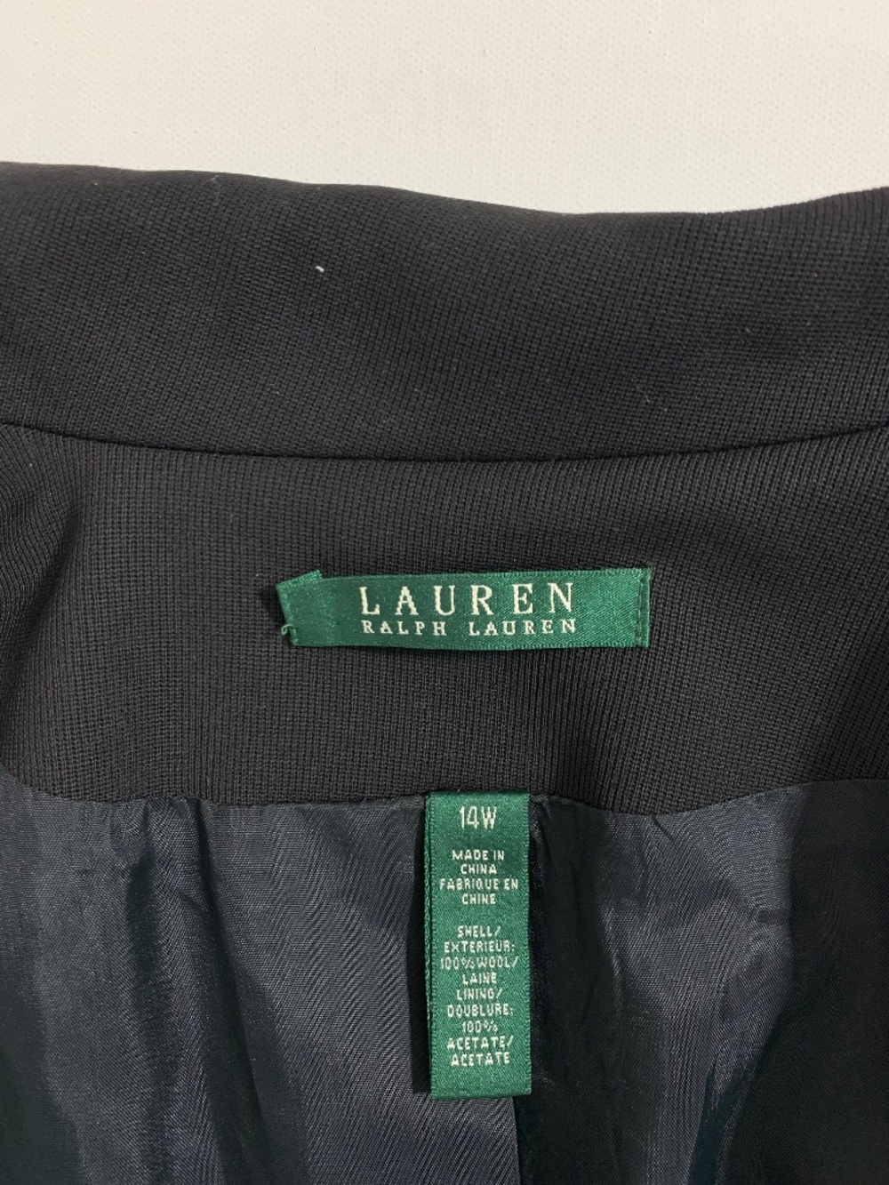 RALPH LAUREN Classic Black Crest 100% Wool Blazer Women's US Size 14W VINTAGE - Picture 12 of 13